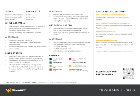 SAR Backcountry Tech Data Sheet Page 2