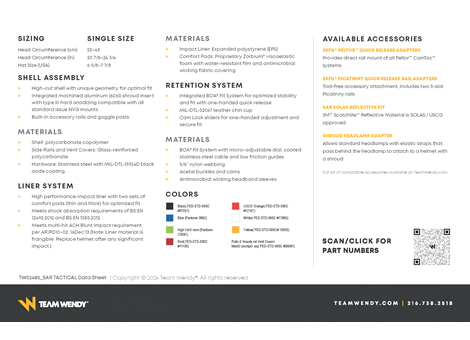 SAR Tactical Technical Data Sheet Page 2