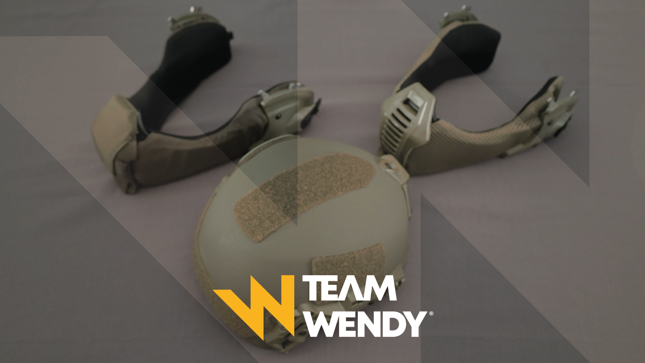Image showing a Team Wendy EXFIL Ballistic helmet, a ballistic mandible, and an all-terrain mandible